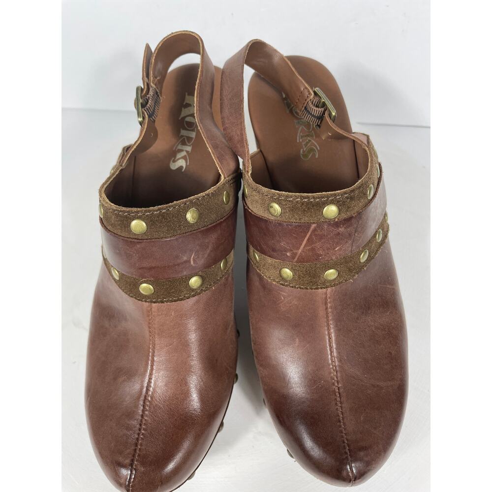 orks Women's Brown Leather Clog Heel Size 8M Q42923 - Picture 7 of 9